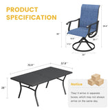 Vicllax 7/9 Pieces Outdoor Dining Set with Black Metal Rectangular Table and Textilene Swivel Chair
