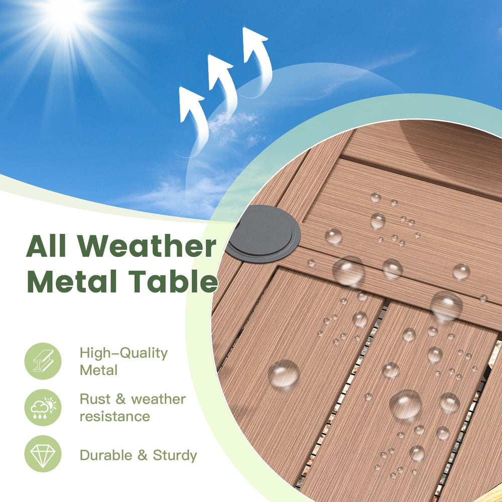 Vicllax 7 PCS Patio Dining Table Set, 50" Round Metal Table with Shelf and Skyline Stackable Chair