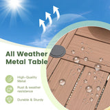 Vicllax 7 PCS Patio Dining Table Set, 50" Round Metal Table with Shelf and Skyline Stackable Chair