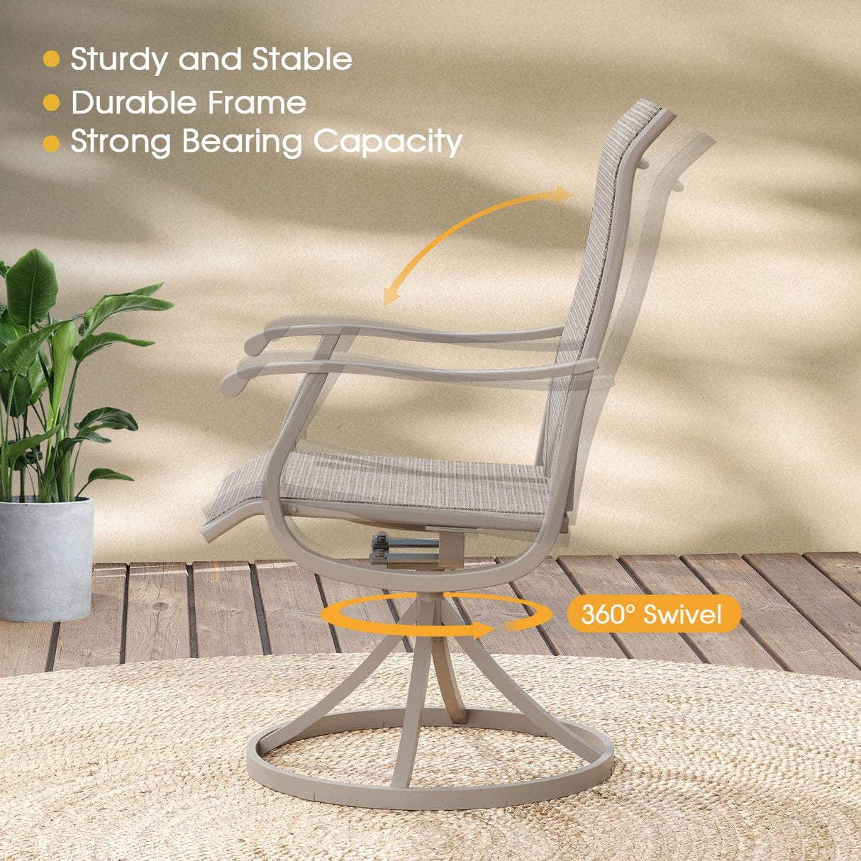 Vicllax 3-Piece Patio Bistro Set, Outdoor Swivel Chairs and 27.6" Small Metal Table With Storage Rack