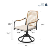 Vicllax Solana Modern Hand-Woven Rope Outdoor Dining Chair with Cushion, Set of 2