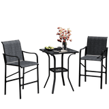 Vicllax 3/5 PCS Outdoor Bar Set, Patio Bar Textilene Chairs and Square Bar Table
