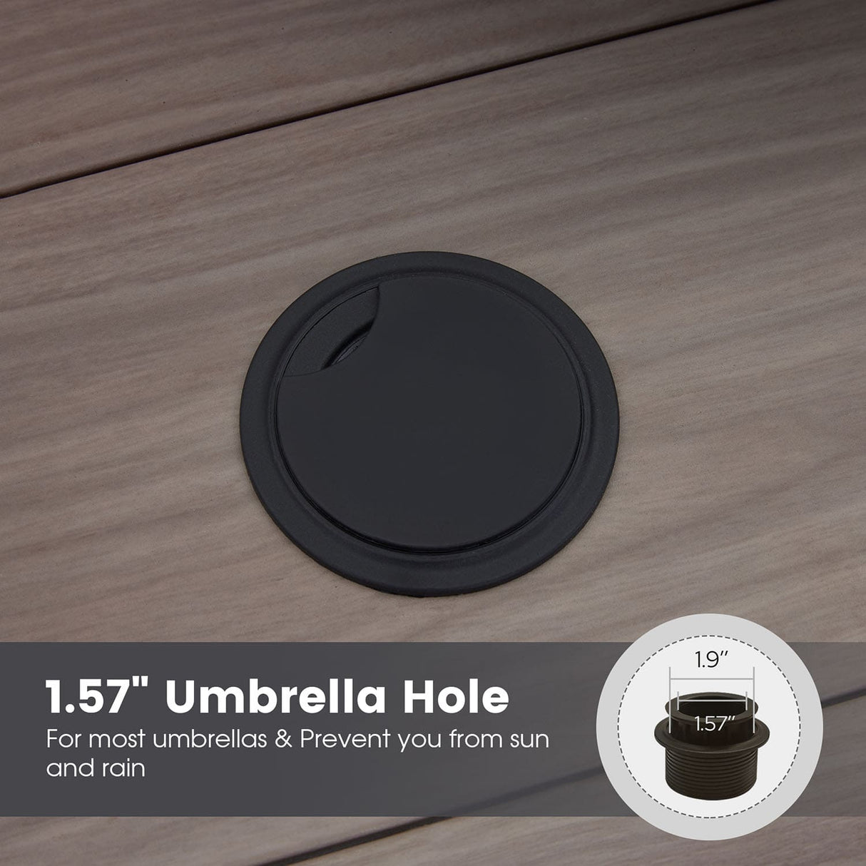 Vicllax Patio Dining Table for 4/6, Metal Dining Table with Umbrella Hole