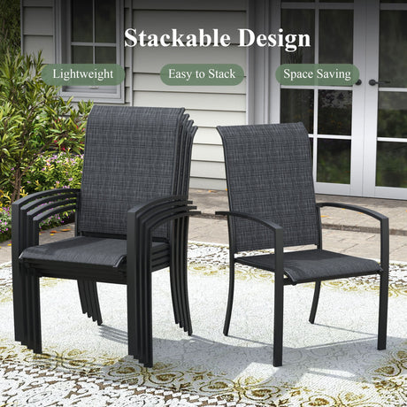 Vicllax 11 PCS Patio Dining Table Set, 60" Round Metal Table and Skyline Stackable Chair