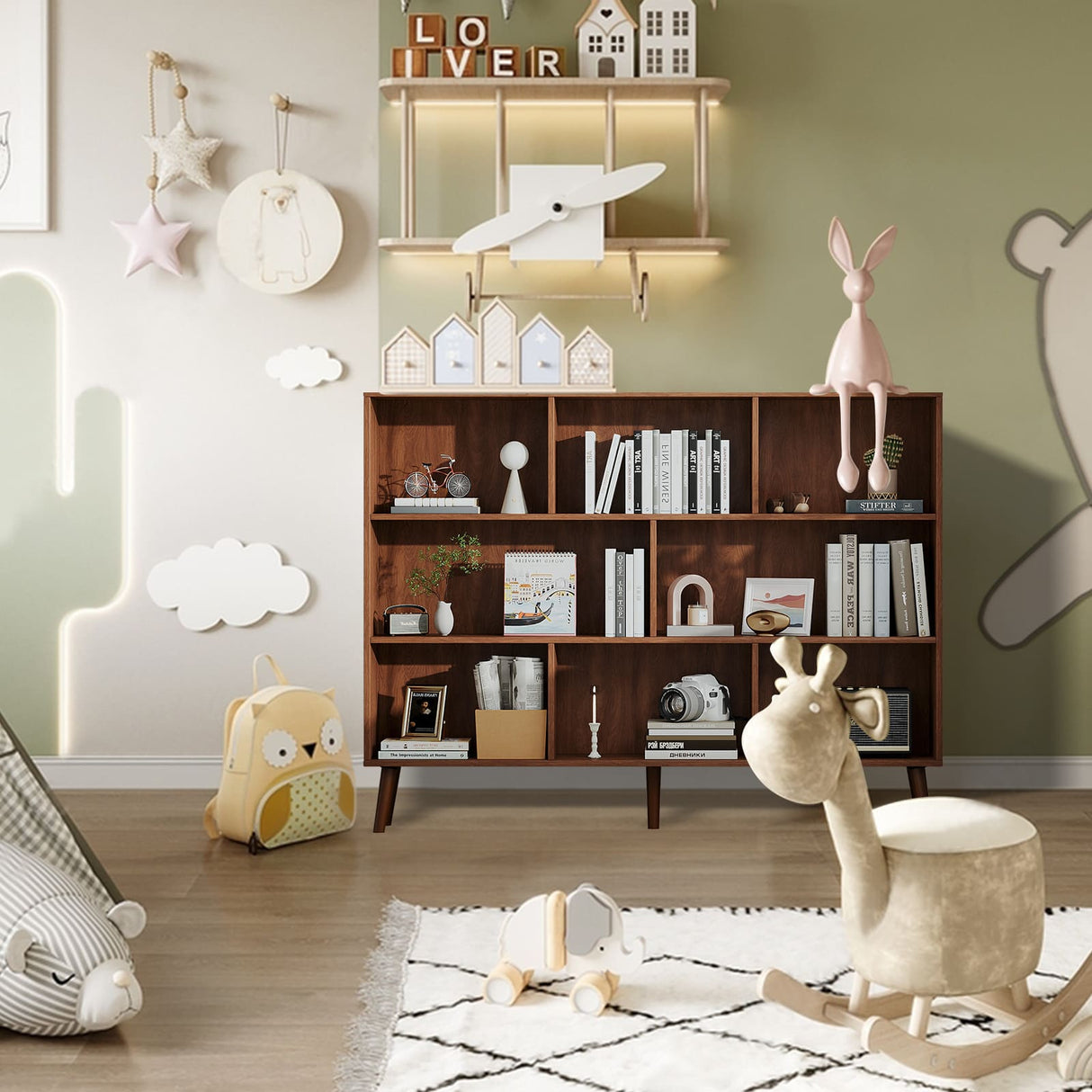 Vicllax Open Bookshelf with Legs, Storage Cube Floor Standing Display Shelf