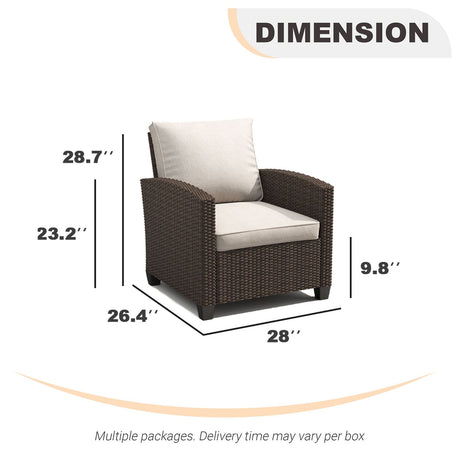 Vicllax Patio Furniture Set, Wicker Outdoor Conversation Set with Cushioned Sofa Chairs and Ottomans