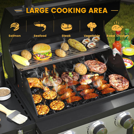 Vicllax BBQ Propane Gas Grill, Freestanding Grill Cart with Wheels