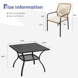 Vicllax 5 Pieces Outdoor Dining Set, 37.8"Square dining Table and Alora Stackable Chair