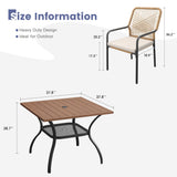 Vicllax 5 Pieces Outdoor Dining Set, 37.8"Square dining Table and Alora Stackable Chair