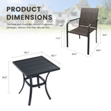 Vicllax 3 Pieces Outdoor Dining Set, 18.5" Outdoor Round /Square Dining Table and 2 Stackable  Armchair, Bistro Set for Garden, Balcony & Backyard