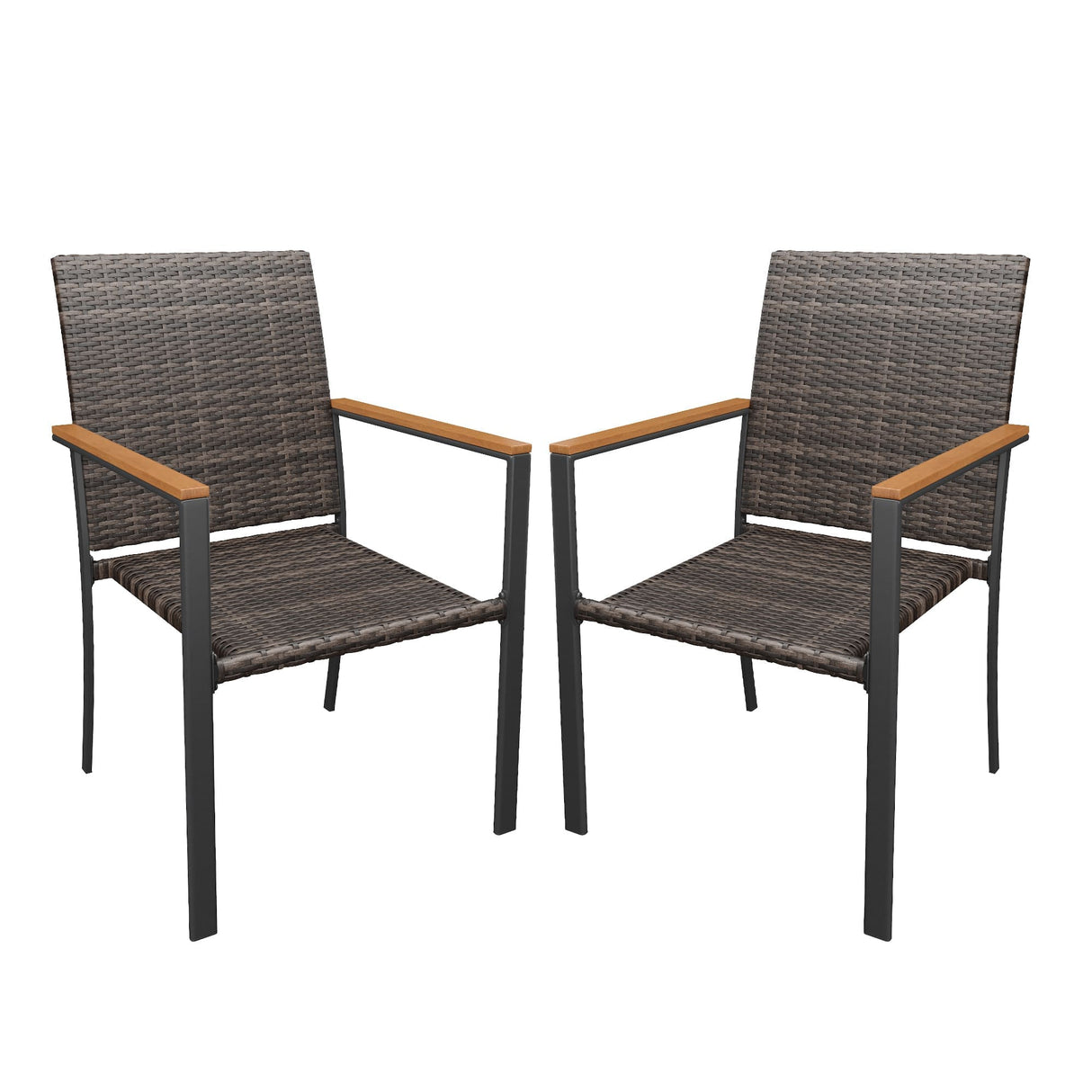 Vicllax Highlands Stackable Patio Dining Chair with Wood-Grain Accents, Set of 2