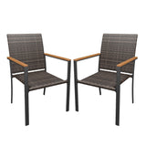 Vicllax Highlands Stackable Patio Dining Chair with Wood-Grain Accents, Set of 2