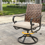 Vicllax 5 Pieces Outdoor Dining Set, 37.8"Square dining Table and Sierra Swivel Chair