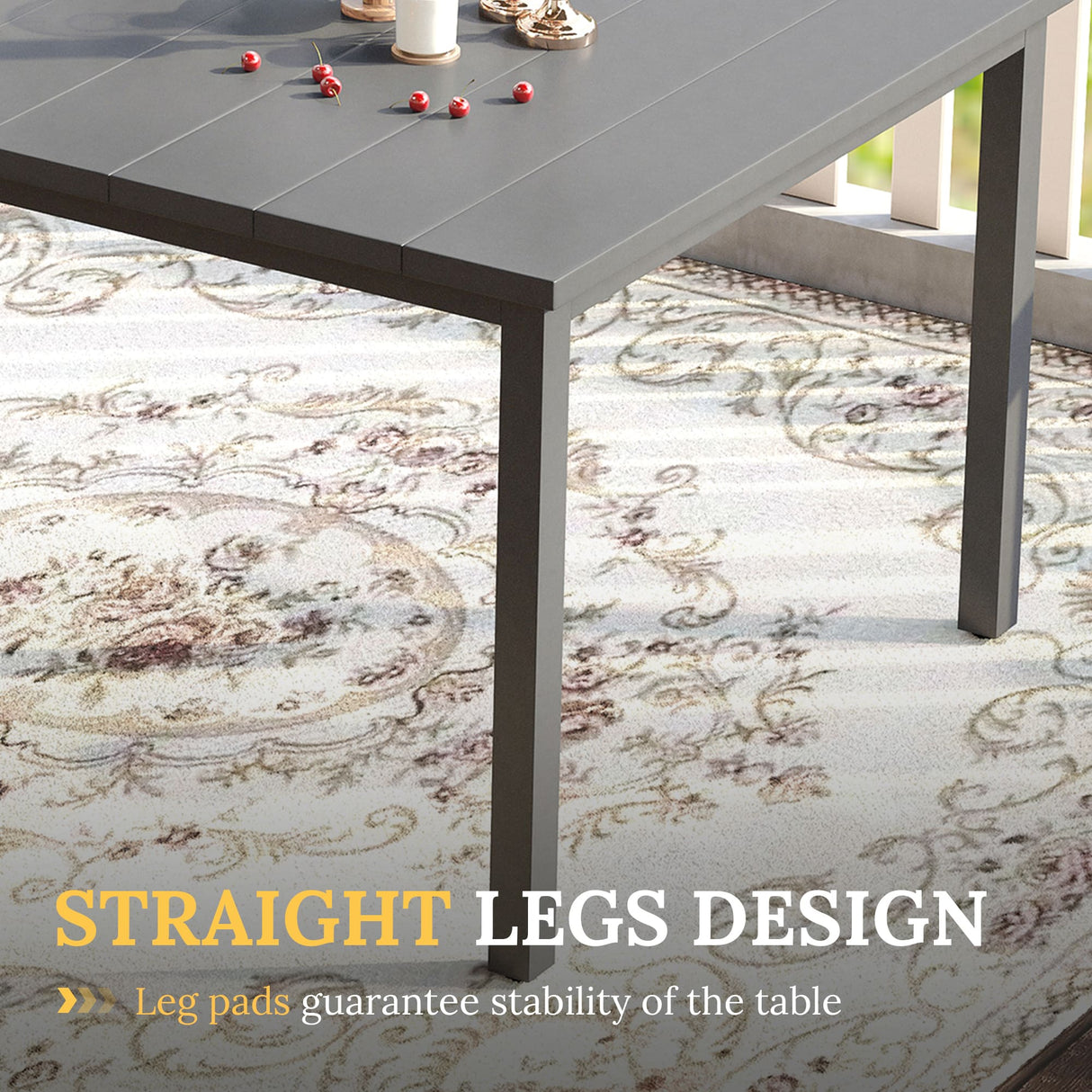 Vicllax Patio Dining Table for 4/6, Metal Dining Table with Umbrella Hole