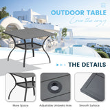 Vicllax 5 Pieces Outdoor Dining Set, 37.8" Metal Sqaure Table with Storage Shelf and Swivel Dining Chairs