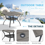 VICLLAX 5 Pieces Outdoor Dining Set, Swivel Dining Chairs and 37.8" Square Patio Table with Storage Shelf