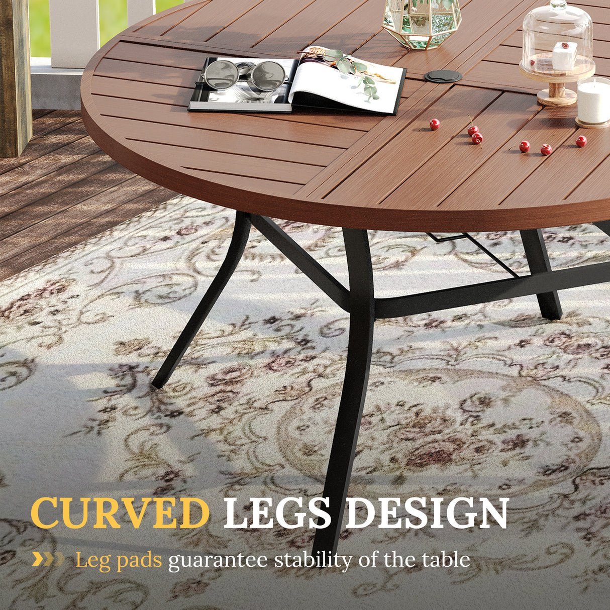 Vicllax Round Patio Dining Table for 4/6/8, Outdoor Large Metal Table