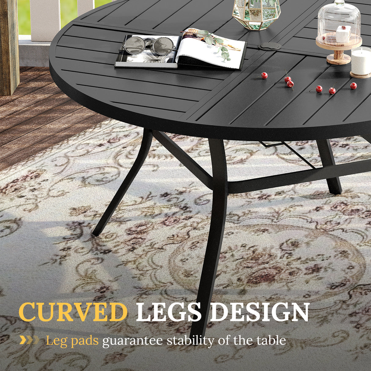 Vicllax Round Patio Dining Table for 4/6/8, Outdoor Large Metal Table