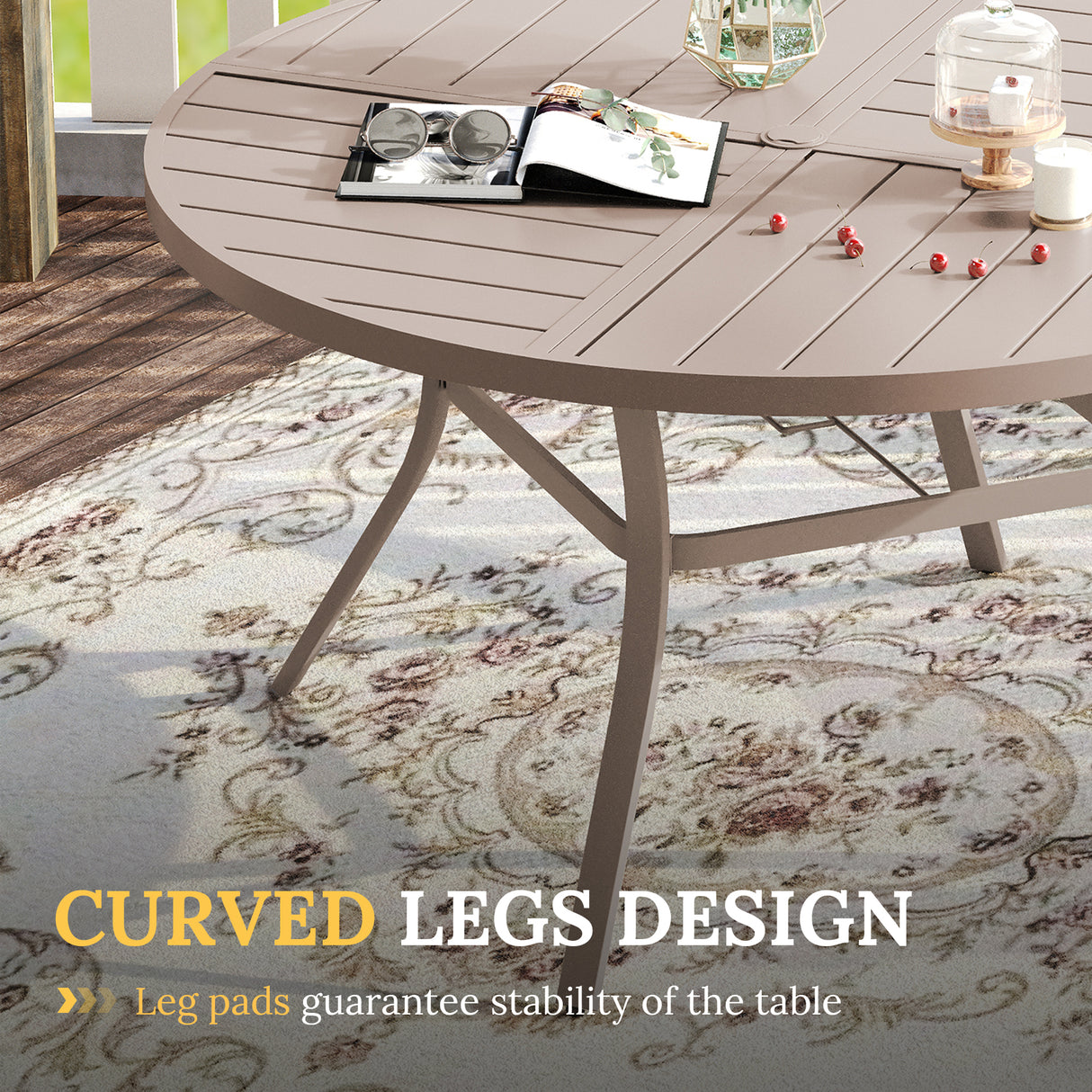 Vicllax Round Patio Dining Table for 4/6/8, Outdoor Large Metal Table