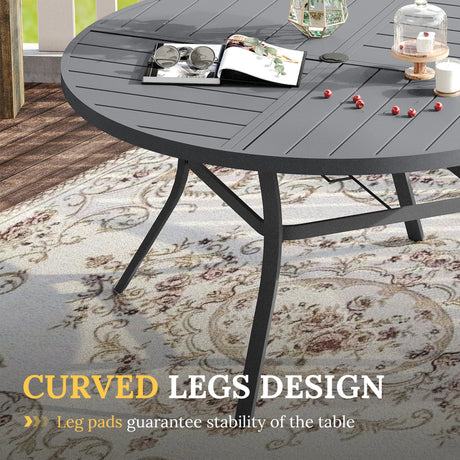 Vicllax Outdoor Dining Set of 8/10, Round Metal Table and Stackable Padded Chair Set of 8, 10