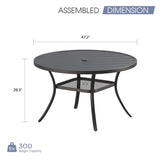 Vicllax Outdoor Round Metal Dining Table with Umbrella Hole for 4, 6