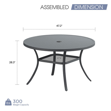 Vicllax Mesa de comedor redonda de metal para exterior de 54" para 6 y 8 personas