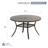 Vicllax Outdoor Round Metal Dining Table with Umbrella Hole for 4, 6
