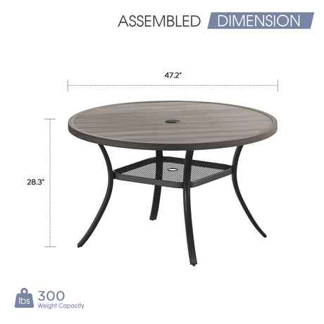 Vicllax Mesa de comedor redonda de metal para exterior de 54" para 6 y 8 personas