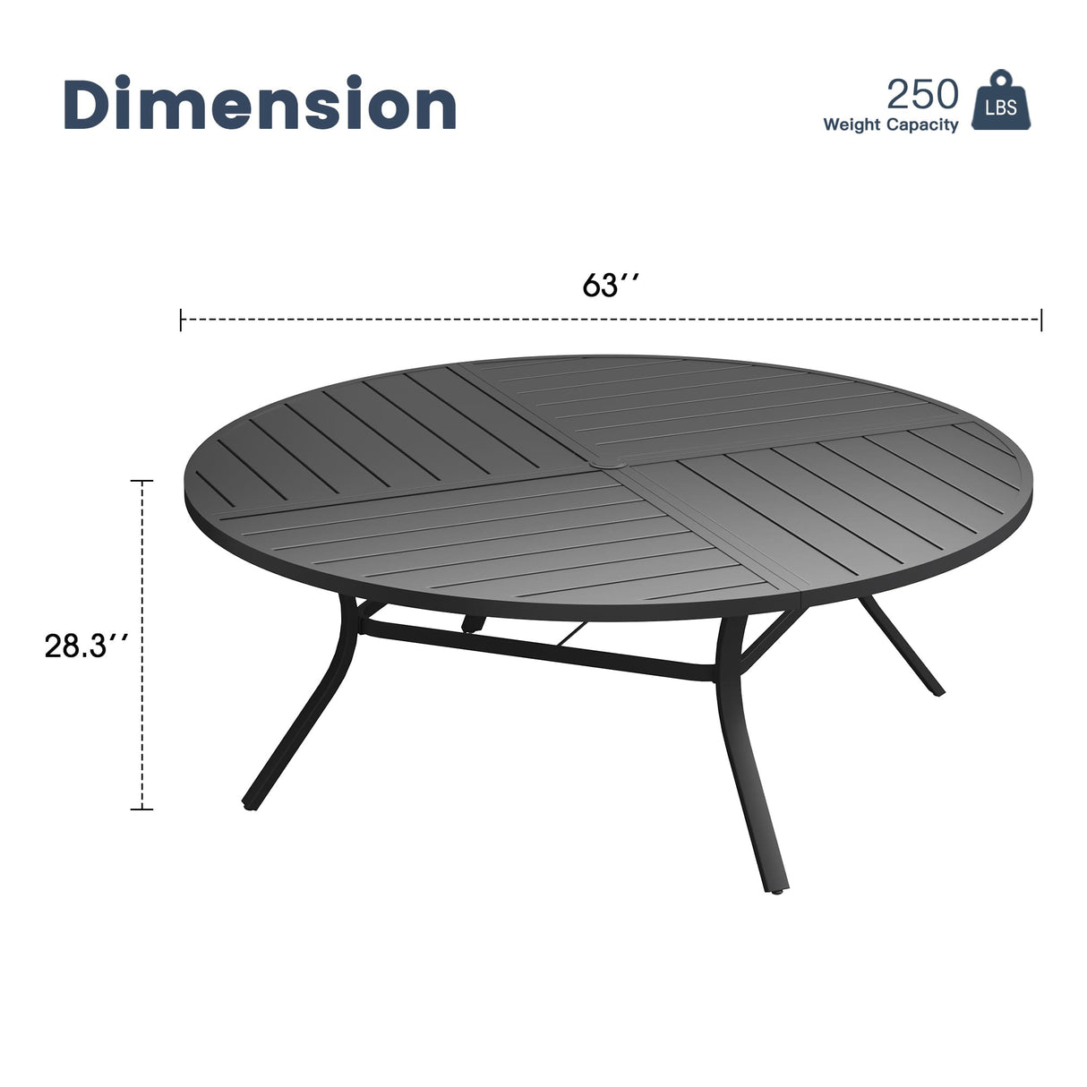 Vicllax Round Patio Dining Table for 10,  63" Outdoor Large Metal Table
