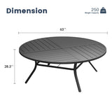 Vicllax Round Patio Dining Table for 10,  63" Outdoor Large Metal Table