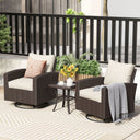 Vicllax 3/5 Pcs Patio Sofa Set, Wicker Outdoor Conversation Set with Sofa Chairs and Ottomans
