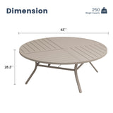 Vicllax Round Patio Dining Table for 10,  63" Outdoor Large Metal Table