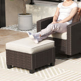 Vicllax Wicker Outdoor Conversation Sofa, Love Seat Glider, Chairs and Ottomans