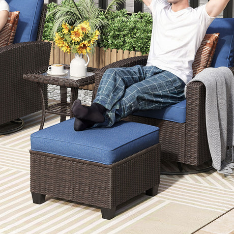 Vicllax Wicker Outdoor Conversation Sofa, Love Seat Glider, Chairs and Ottomans