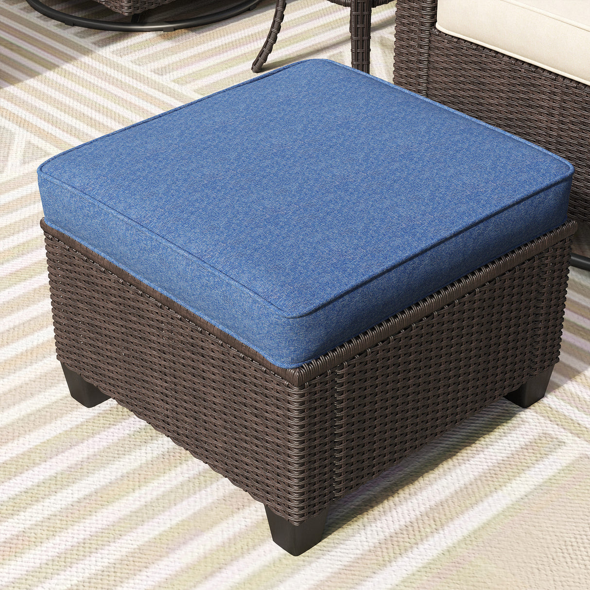 Vicllax Wicker Outdoor Conversation Sofa, Love Seat Glider, Chairs and Ottomans