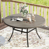 Vicllax Outdoor Round Metal Dining Table with Umbrella Hole for 4, 6
