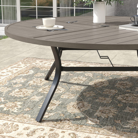 Vicllax 59.8" Patio Round Dining Table Set of 8, Metal Dining Table and Swivel Dining Chairs