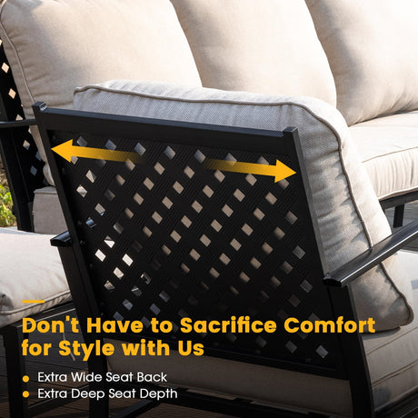 Vicllax Patio Conversation Set with Cushioned Sofa Chairs, Ottomans and Coffee Table(Beige or Navy Blue)