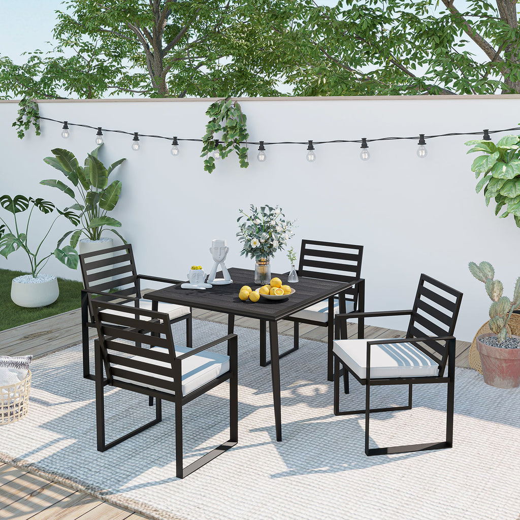 outdoor dining, al fresco dining, outdoor dinner set patio furniture set outdoor dining chair with cushion and dining table with umbrella hole for 4 6