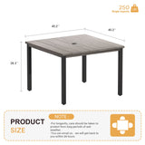 Vicllax Patio Dining Table for 4/6, Metal Dining Table with Umbrella Hole