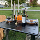 black outdoor metal patio table