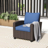 Vicllax Wicker Outdoor Conversation Sofa, Love Seat Glider, Chairs and Ottomans