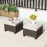 Vicllax Wicker Outdoor Conversation Sofa, Love Seat Glider, Chairs and Ottomans