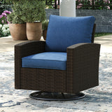 Vicllax Patio Sofa, Wicker Swivel Sofa Chairs, Rattan Sun-Drenched Lounge Seating