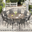 Vicllax 11 PCS Patio Dining Table Set, 60" Round Metal Table and Horizon Stackable Chair