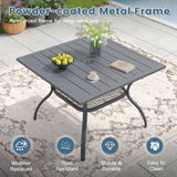Vicllax 5 Pcs Outdoor Dining Set, Square Metal Table with Storage Shelf and 4 Swivel Chairs