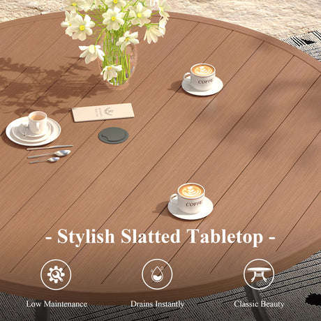 Vicllax Mesa redonda para patio de 42" con estante de almacenamiento y orificio para sombrilla ajustable 