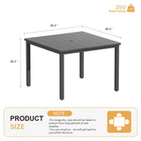 Vicllax Patio Dining Table for 4/6, Metal Dining Table with Umbrella Hole