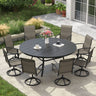 Vicllax Outdoor Dining Set for 8 People, Patio 60" Round Table with 8 Swivel Chairs
