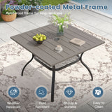 Vicllax 5 Pcs Outdoor Dining Set, Square Metal Table with Storage Shelf and 4 Swivel Chairs